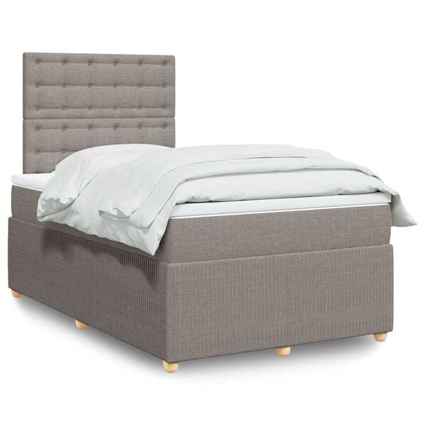 vidaXL Sommier &agrave; lattes de lit avec matelas taupe 120x190 cm tissu
