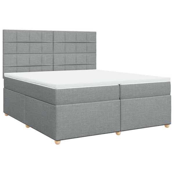 vidaXL Sommier &agrave; lattes de lit avec matelas Gris clair 200x200cm Tissu