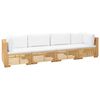 vidaXL Salon de jardin 4 pcs avec coussins Bois de teck solide