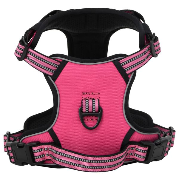 vidaXL Harnais pour chien avec bandes r&eacute;fl&eacute;chissantes r&eacute;glables rose S