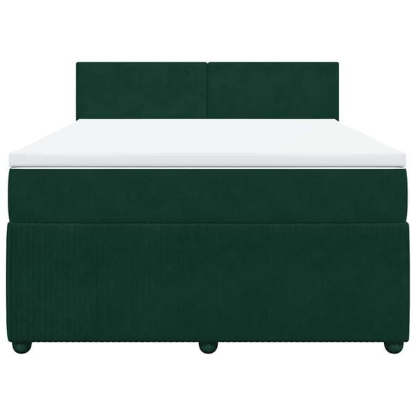 vidaXL Sommier &agrave; lattes de lit et matelas Vert fonc&eacute; 140x190cm Velours