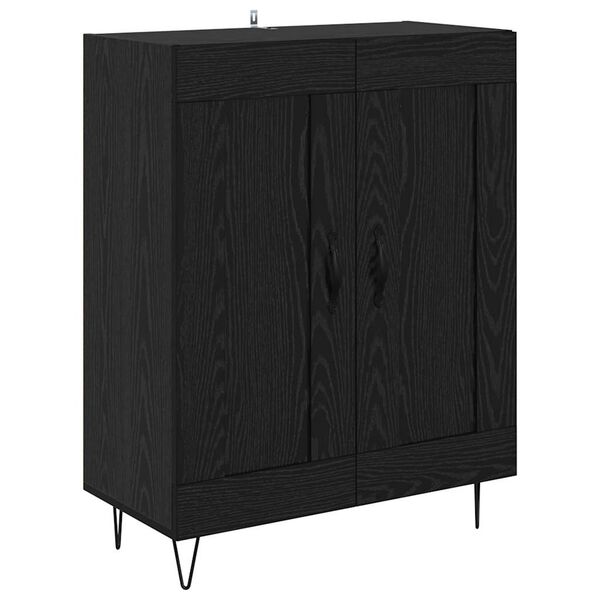 vidaXL Buffet Ch&ecirc;ne noir 69,5 x 34 x 90 cm Bois d'ing&eacute;nierie et fer