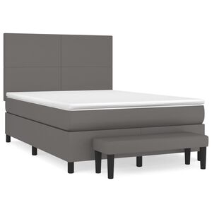 vidaXL Sommier &agrave; lattes de lit avec matelas Gris 140x200 cm Similicuir