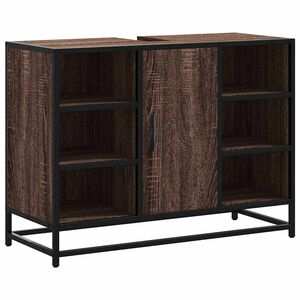 vidaXL Armoire lavabo de salle de bain ch&ecirc;ne marron bois d'ing&eacute;nierie
