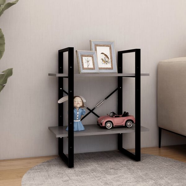 vidaXL Bibliothèque à 2 niveaux Gris 60x30x70 cm Bois de pin massif