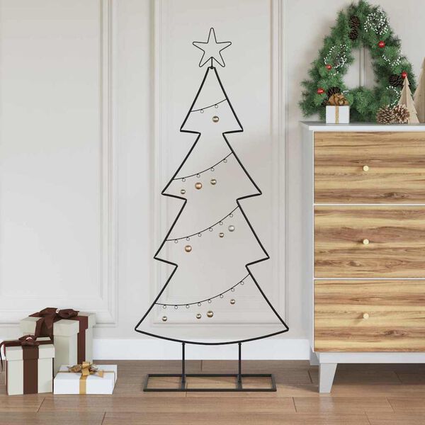 vidaXL Arbre de No&euml;l en m&eacute;tal avec support Noir 125 cm Acier