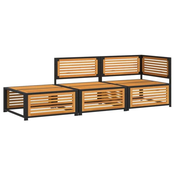 vidaXL Salon de jardin avec coussins 3 pcs bois massif d'acacia