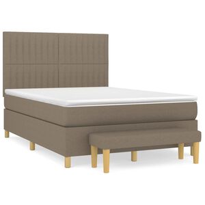 vidaXL Sommier &agrave; lattes de lit avec matelas Taupe 140x200 cm Tissu