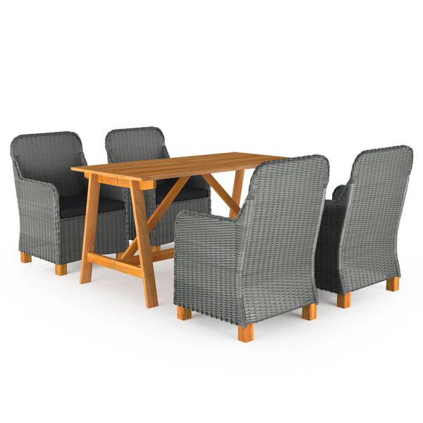 vidaXL Ensemble &agrave; manger de jardin 5 pcs Gris clair
