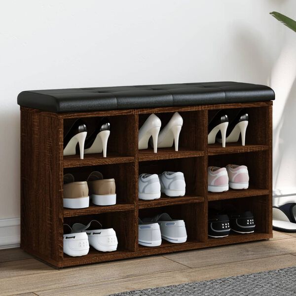 vidaXL Banc à chaussures chêne marron 82x32x50 cm Bois d'ingénierie