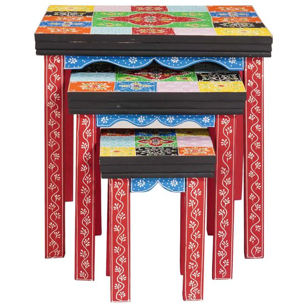 vidaXL Table Gigogne Marron 50 x 50 x 50 cm Bois de manguier massif