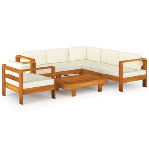 vidaXL Salon de jardin 7 pi&egrave;ces avec coussins 100 x 60 cm Bois d'acacia