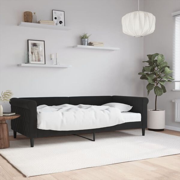 vidaXL Lit de jour avec matelas noir 90x190 cm velours