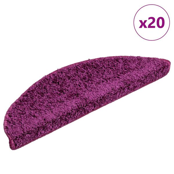 vidaXL Tapis d'escalier 20 pi&egrave;ces 56 x 17 x 3 cm Violet Demi-rond