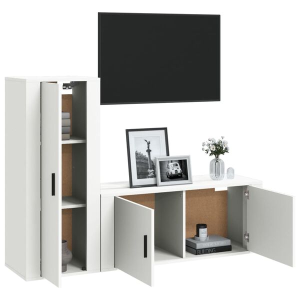 vidaXL Ensemble de meubles TV 2 pcs Blanc Bois d'ing&eacute;nierie