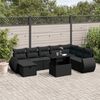 vidaXL Salon de jardin 9 pcs avec coussins noir r&eacute;sine tress&eacute;e