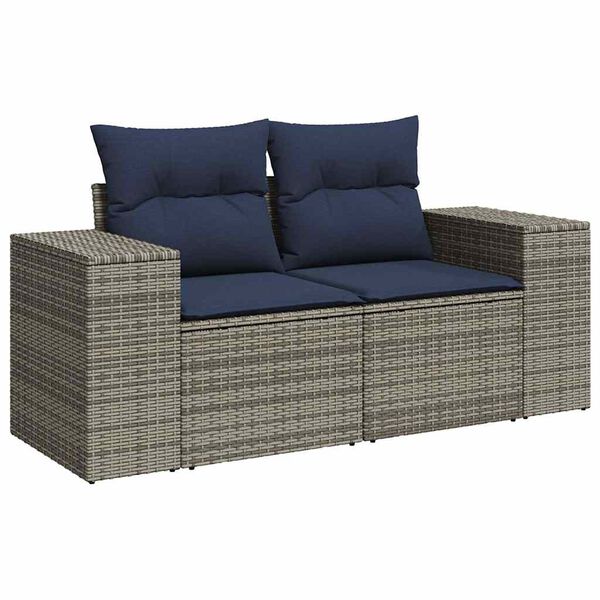 vidaXL Salon de jardin 6 pcs avec coussins gris r&eacute;sine tress&eacute;e