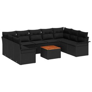 vidaXL Ensemble de canap&eacute; de jardin 10 pc Noir polyrotin