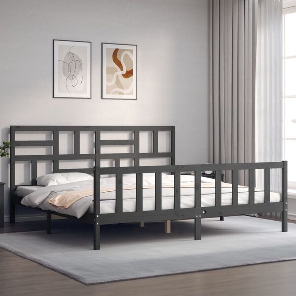 vidaXL Cadre de lit sans matelas gris 200x200 cm bois massif de pin
