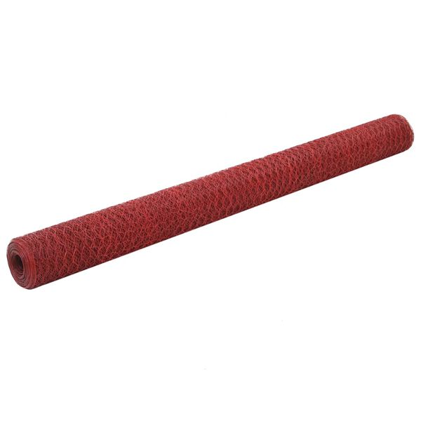 vidaXL Grillage Acier avec rev&ecirc;tement en PVC 25x1,5 m Rouge
