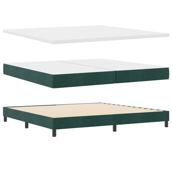 vidaXL Lit &agrave; ressorts avec matelas Vert fonc&eacute; 200 x 200 cm Velours