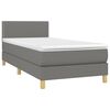 vidaXL Sommier &agrave; lattes de lit avec matelas et LED Gris fonc&eacute; 90x200cm