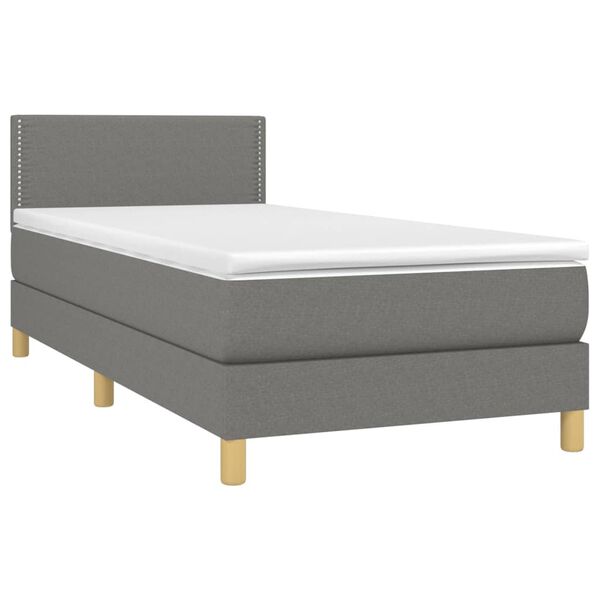 vidaXL Sommier &agrave; lattes de lit avec matelas et LED Gris fonc&eacute; 90x200cm