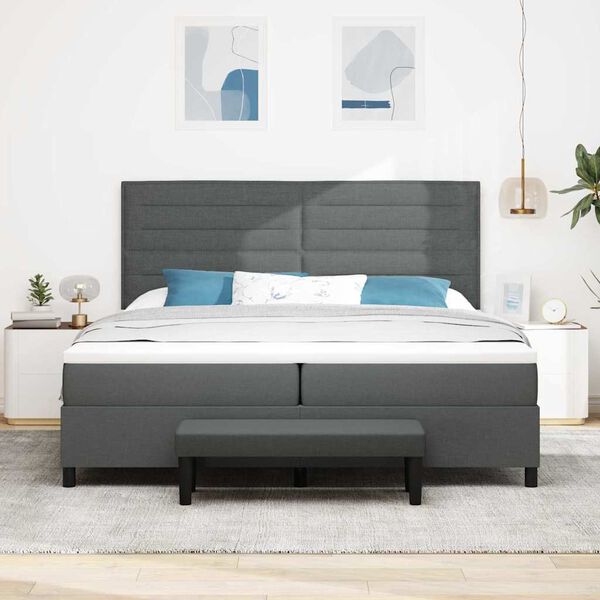 vidaXL Lit &agrave; ressorts avec matelas Gris fonc&eacute; 200 x 200 cm tissu