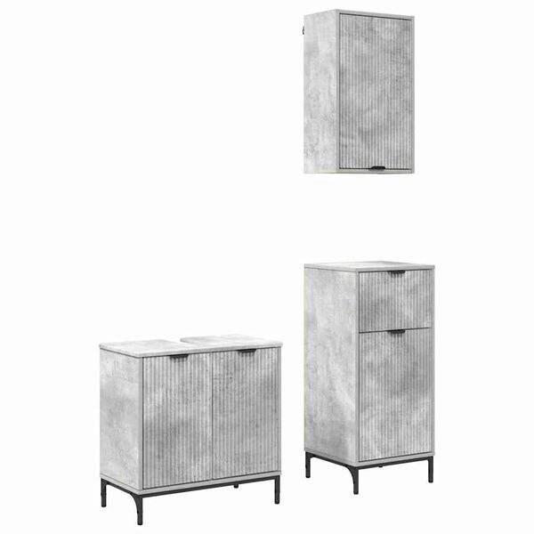 vidaXL Ensemble de mobilier de salle de bain 3 pcs Gris b&eacute;ton