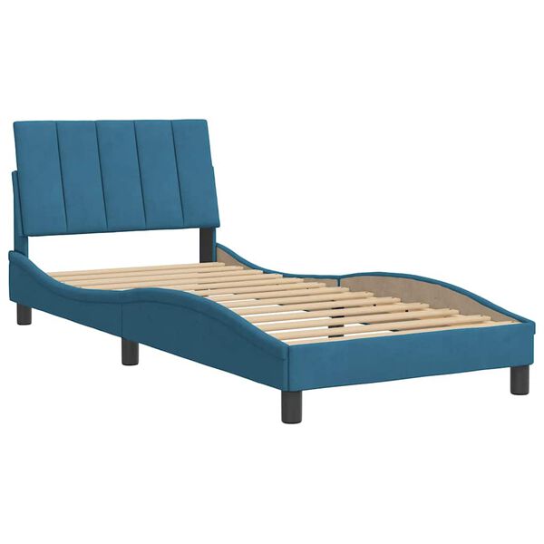 vidaXL Cadre de lit sans matelas Hanko bleu 90x200 cm velours