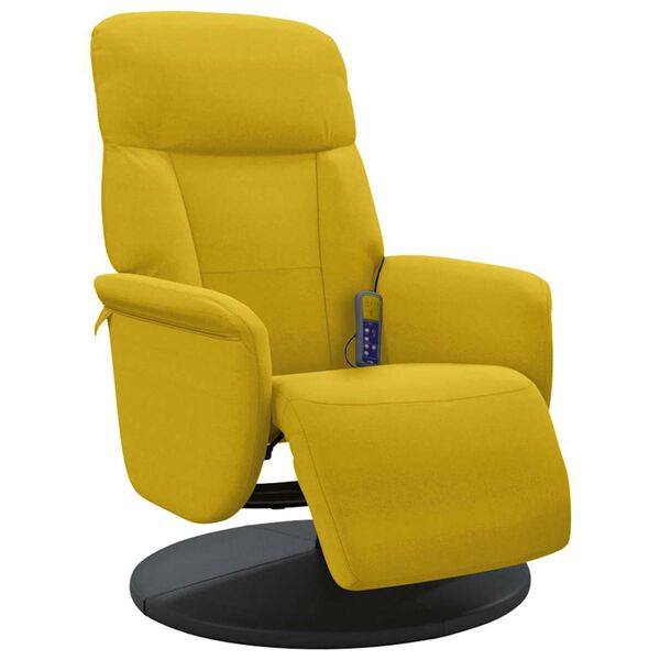 vidaXL Fauteuil inclinable de massage avec repose-pied jaune velours