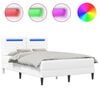 vidaXL Cadre de lit avec bandes LED Blanc 140 x 190 cm Simili cuir