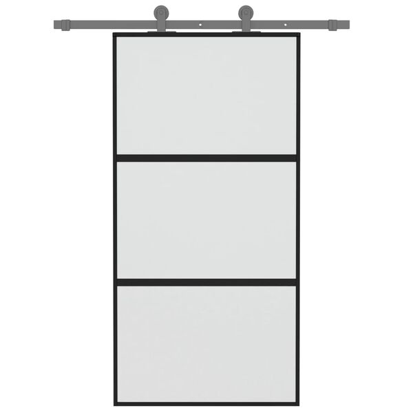 vidaXL Porte coulissante noir 102,5x205 cm verre trempé aluminium