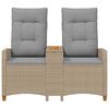 vidaXL Banc inclinable avec table Beige et Gris clair polyrotin