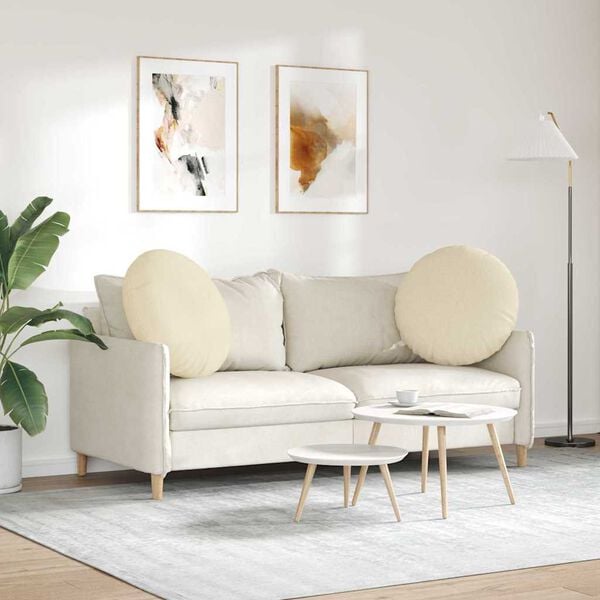 vidaXL Coussins de si&egrave;ge 2 pcs Cr&egrave;me &Oslash;60 x 21 cm tissu