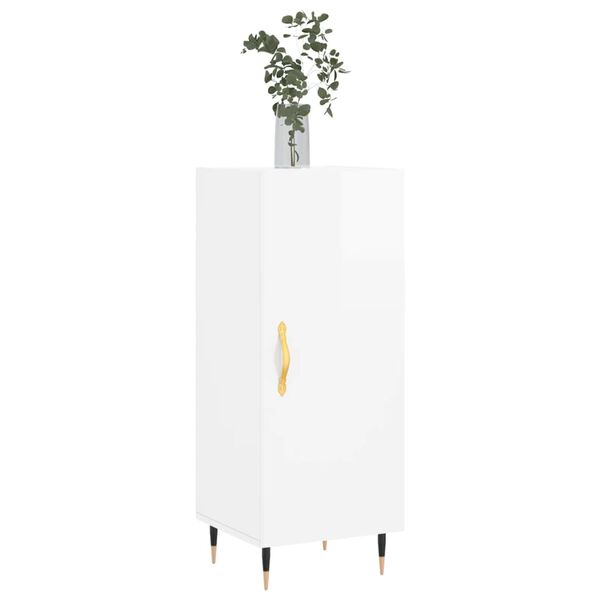 vidaXL Buffet Blanc brillant 34,5x34x90 cm Bois d'ing&eacute;nierie
