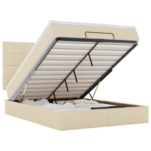 VidaXL Cadre de lit ottoman avec matelas cr&egrave;me 140x200 cm tissu