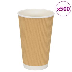vidaXL Tasses à café en papier 500 pcs 16oz 400ml marron