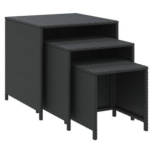 vidaXL Tables gigognes 3 pcs noir r&eacute;sine tress&eacute;e