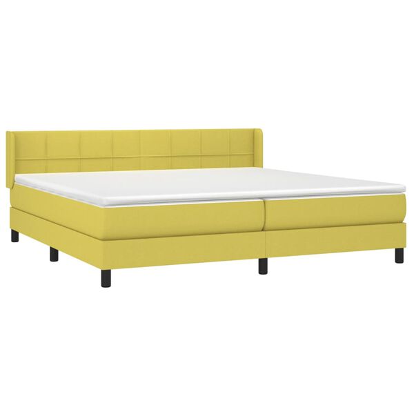 vidaXL Sommier &agrave; lattes de lit avec matelas Vert 200x200 cm Tissu