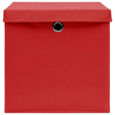vidaXL Boîtes de rangement avec couvercles 4 pcs 28x28x28 cm Rouge