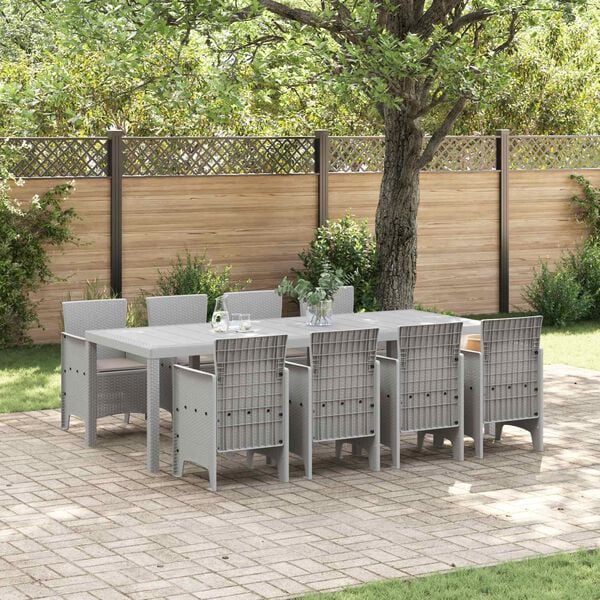 vidaXL Ensemble de salle &agrave; manger pour jardin 9 pcs Blanc