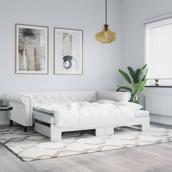 vidaXL Lit de jour avec gigogne sans matelas blanc 90x200 cm