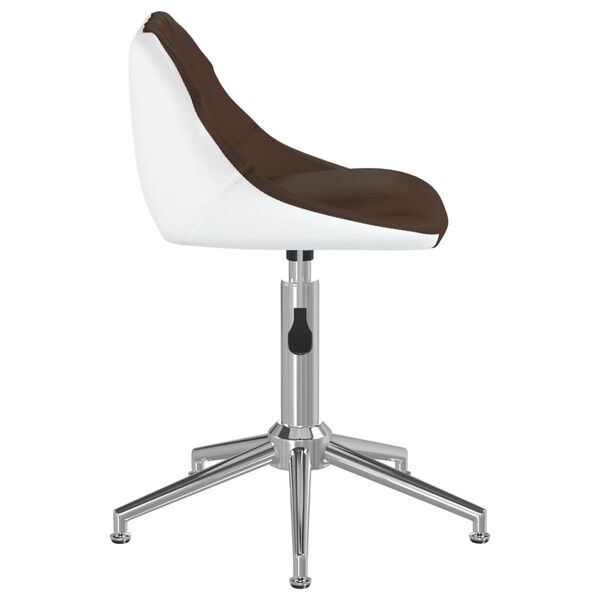 vidaXL Chaise de bureau pivotante Marron et blanc Similicuir