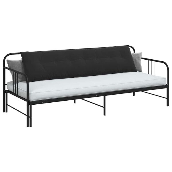 vidaXL Coussin de Dos Noir 200 x 50 cm Tissu en velours c&ocirc;tel&eacute;