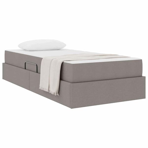 vidaXL Lit avec rangement et matelas Taupe 90 x 200 cm Polyester