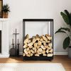 vidaXL Porte-b&ucirc;ches avec roulettes noir 76,5x40x108 cm bois massif pin
