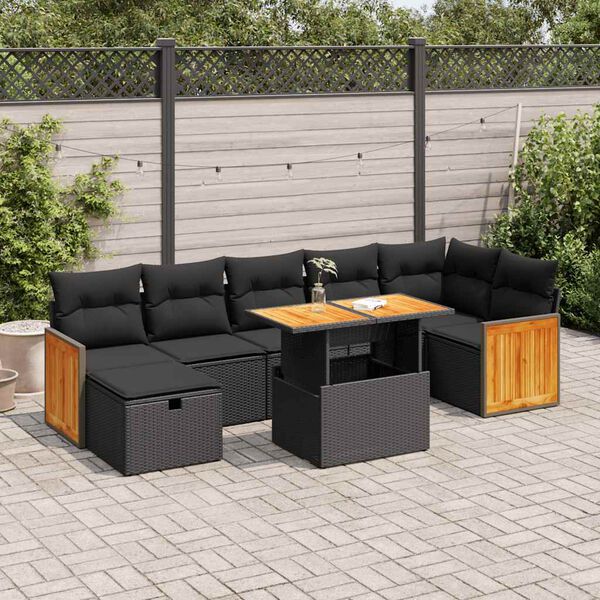 vidaXL Salon de jardin 5 pcs avec coussins noir r&eacute;sine tress&eacute;e