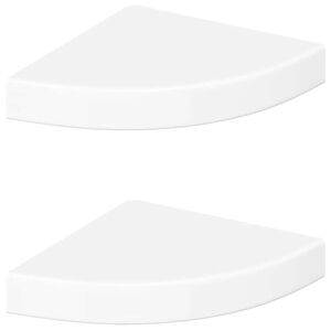 vidaXL &Eacute;tag&egrave;res d'angle flottantes 2 pi&egrave;ces Blanc brillant 25 x 25 x 3,8 cm MDF