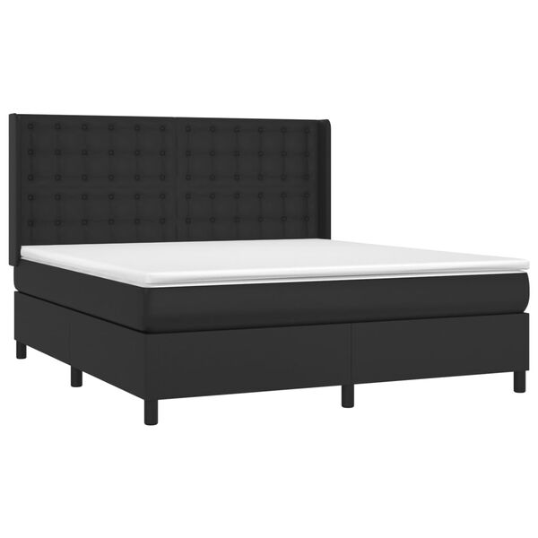 vidaXL Sommier à lattes de lit matelas LED Noir 160x200cm Similicuir